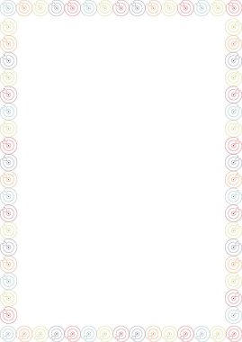 Dart oyunu çerçevesi. Metnin için boş alan ile beyaz arkaplan sınırında oyun yarışması. Bebek partisi tasarımı