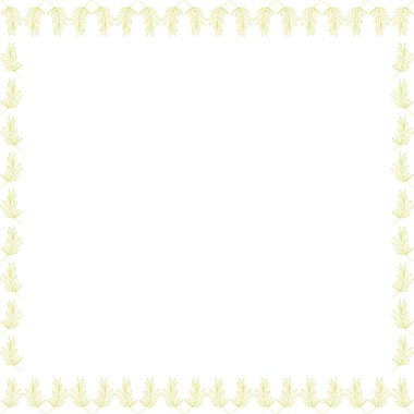 Kekik sarı bir çerçeve bırakır. Son moda botanik grafik şablonu. Çimen boş çerçeve kutusu. El çizimi vektör çizimi beyaz arkaplanda izole edildi