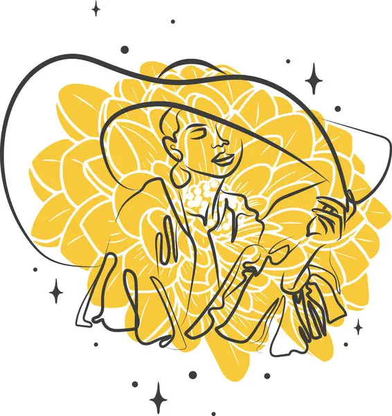 Elle çizilmiş estetik kadın baskısı. Soyut çağdaş moda vektör unsuru. Sosyal medya, baskı ve çıkartmalar için izole öge