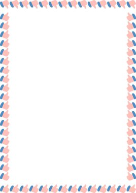 Çerçeve gibi görünüyor. Başparmak Yukarı şablon boş çerçeve kutusu. El çizimi vektör çizimi. Bebek için duş şablonu