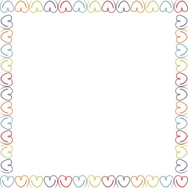 El çizimi doğrusal kalp boş çerçeve. Güzel el çizimi şablonu. Metnin için boş alanı olan çerçeve. Bebek partisi tasarımı