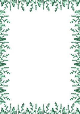 Yaz çayır çerçevesi. Son moda botanik grafik şablonu. Çimen boş çerçeve kutusu. El çizimi vektör çizimi beyaz arkaplanda izole edildi