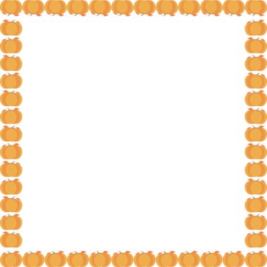 Şükran Günü balkabağı çerçeven kutlu olsun. Sonbahar balkabağı kare çerçevesi. Karalama kabağı ve tohum şablonu. Çizgi film tarzında vektör boyası çizilmiş resim