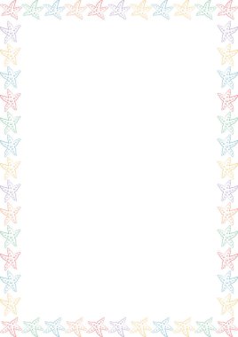 Deniz yıldızı taslak çerçevesi. Metnin için boş alanı olan sevimli çizgi film çizimi şablonu. Bebek partisi tasarımı. Tebrik kartı, baskı, poster, çıkartma için tasarım