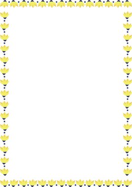 Sarı çiçek çerçevesi. Modaya uygun bir şablon. Güzel boş çerçeve kutusu. El çizimi vektör illüstrasyonu