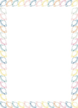 Satürn gezegen çerçevesi. Metnin için boş alanı olan el çizimi esrarengiz şablon. Bebek partisi tasarımı. Tebrik kartı, baskı, poster, çıkartma için tasarım