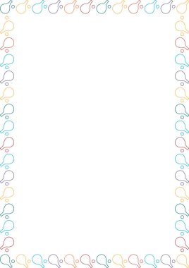 Masa tenisi oyunu çerçevesi. Oyuncular için renkli tasarım. Metnin için boş alanı olan çerçeve. Bebek partisi tasarımı