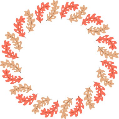 Meşe yaprakları sonbaharda sade kare şeklindedir. Renkli bir Şükran Günü şablonu. Metnin için boş alanı olan çerçeve. Bebek partisi tasarımı