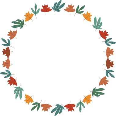 Yaprak elementleri dekorasyonlu kenar çerçeve şablonu. Metnin için boş alanı olan yuvarlak kenarlık. Bebek partisi tasarımı