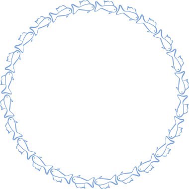 Karalama balık çerçevesi. Metin için vektör deniz şablonu. Tasarım, davetiyeler, hediye kartları, el ilanları ve broşürler için basit bebek partisi şablonu ögesi