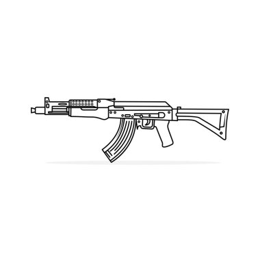 LCT AK-47 G04 NV AEG Gun ve Mermi Vektörü İllüstrasyonu. Vesikalık. Silah Simgesi İllüstrasyonu. Tabanca Karikatür Logo Vektörü