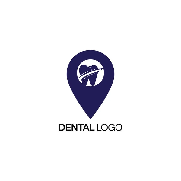 Gps Mapa Dental Logo Vector Design Template Localização Logotipo Vetor — Vetor de Stock