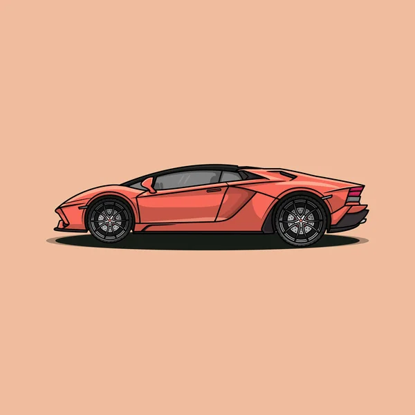 Röd Sport Bil Vektor Illustration — Stock vektor
