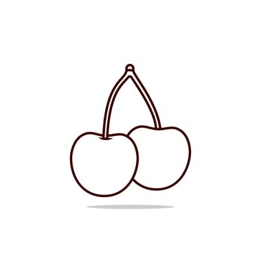 Açık mavi arka planda iki sulu kırmızı kiraz. Sağlıklı gıda konsepti.