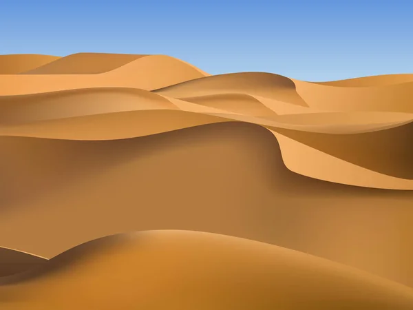 金色沙丘的沙漠景观 带卡通矢量图解的热干枯非洲或墨西哥自然背景 — 图库矢量图片