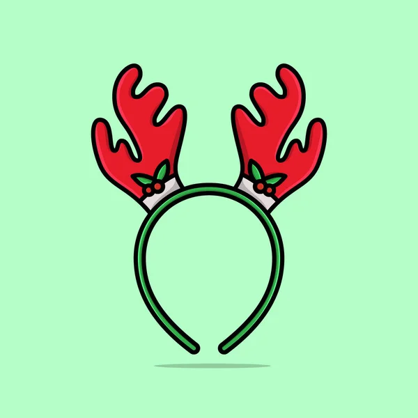 Maschera Natale Con Corna Renna Marrone Isolato Sfondo Verde Chiaro — Vettoriale Stock