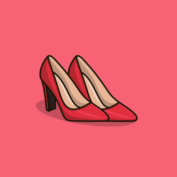 Ein Paar Rote Damenschuhe Mit Stöckelschuhen Schönheit Und Mode High — Stockvektor