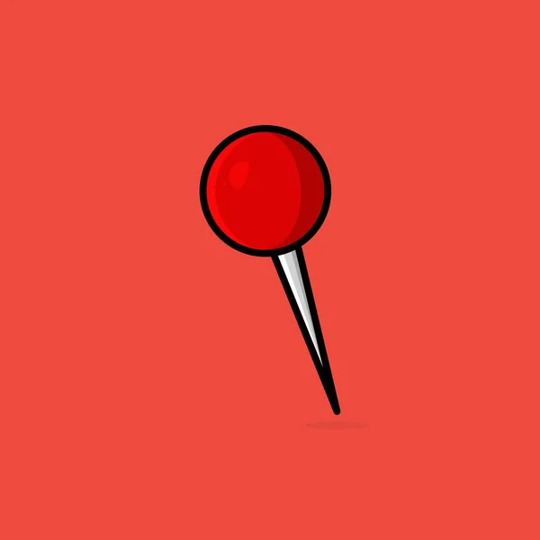 Röd Tecknad Tumhäftstift Isolerad Röd Bakgrund Vektor Illustration Klar Att — Stock vektor