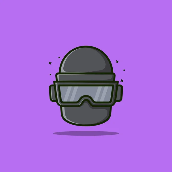 Полнолицевая Векторная Иллюстрация Стального Шлема Фиолетовом Фоне — стоковый вектор