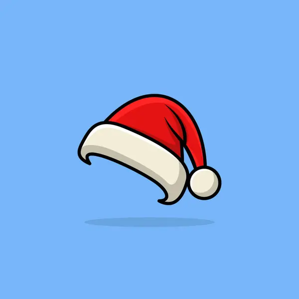 Chapeau Père Noël Rouge Isolé Sur Fond Bleu — Image vectorielle