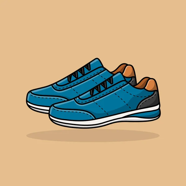 Ilustração Vetorial Par Sapatilha Têxtil Azul Sapatos Esportivos Sapatos Para — Vetor de Stock
