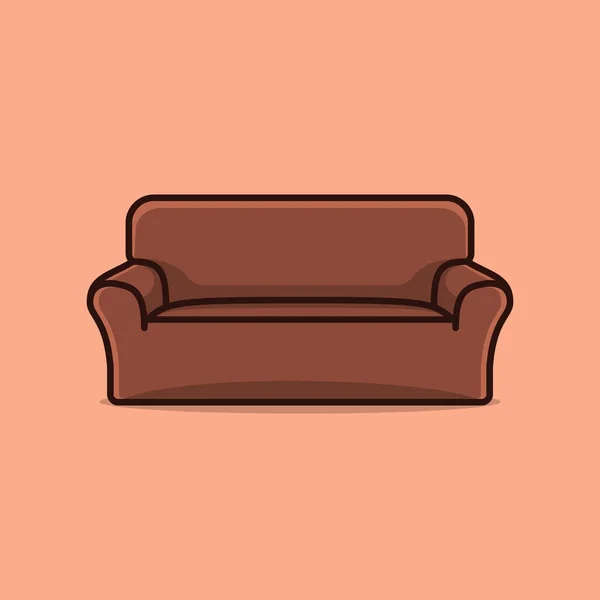 Sofa Fauteuil Voor Woonkamer Vector Pictogram Illustratie Comfortabel Rust Meubilair — Stockvector