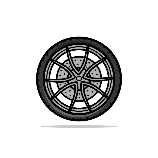 Cartoonish Grey Alloy Car Tire Wheel Isolated Vector Illustration — Stock Vector