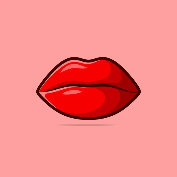 Woman Lips Red Lipstick Kiss Gesture — Stock Vector