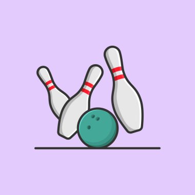 Bovling Lobutları Çizgi Film Vektörü Simgesi İllüstrasyonlu Bowling Topu. Spor Nesnesi Simgesi İzole edilmiş Premium Vektörü. Düz Çizgi Film Biçimi