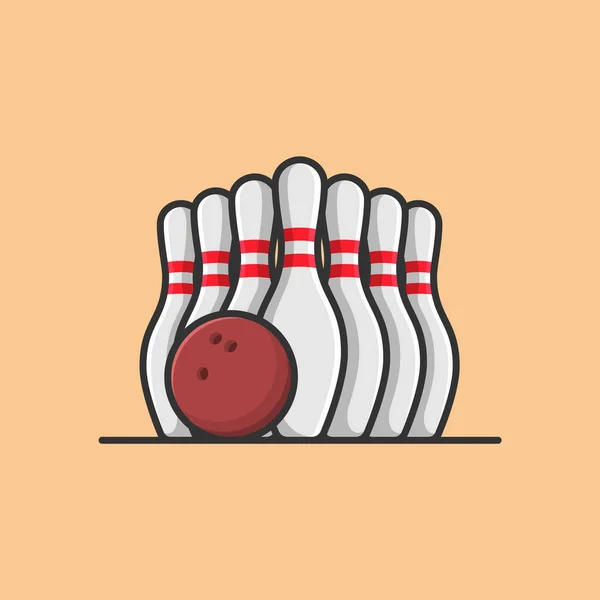Bowling Ball Bowling Pins Cartoon Vector Icon Illustration Sport Object — Stok Vektör