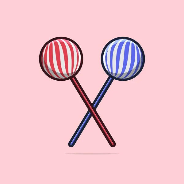 Lollipop Candy Cartoon Icon Illustration — Stock Vector