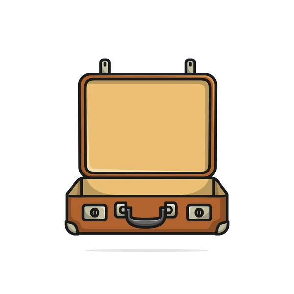 Open Vintage Koffer Voor Reisvector Illustratie — Stockvector