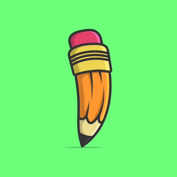 Cute Pencil Character Flat Cartoon Vector Template Design Illustration — Stock Vector