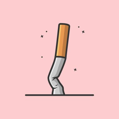 Dünya tütün günü konsepti yok. Sigara içmeyi bırakın. Sigara izmariti çizimi tasarımı