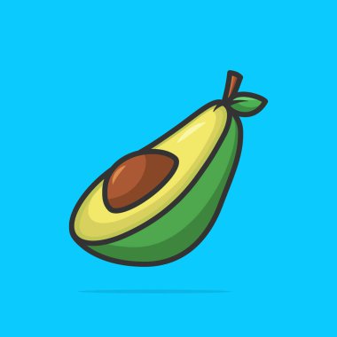Avokado Fruit Karikatür Vektör Simgesi İllüstrasyonu. Yemek doğası. Düz Çizgi Film Biçimi Vektör Çizimi