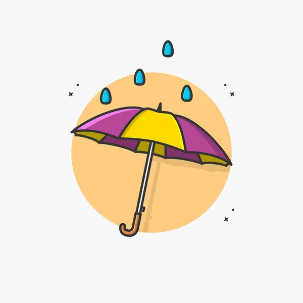Illustration Vectorielle Parapluie Coloré Happy Autumn Flat Cartoon Style Vectoriel — Image vectorielle