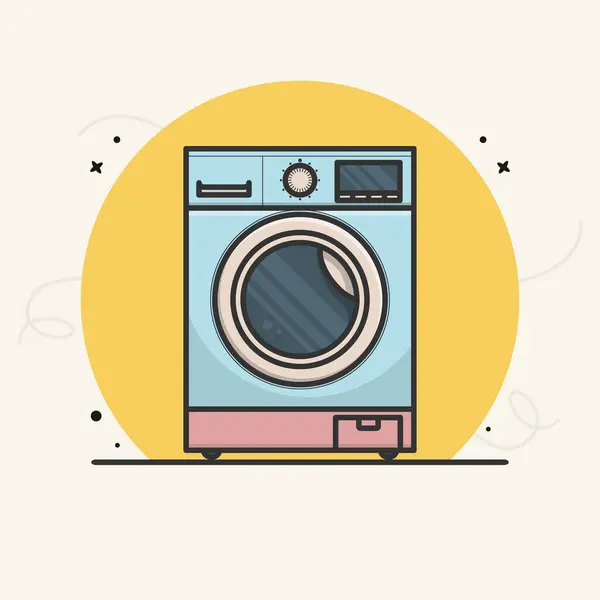 Modern Electric Washing Machine Vector Illustration Front View Washing Machine — Stock Vector