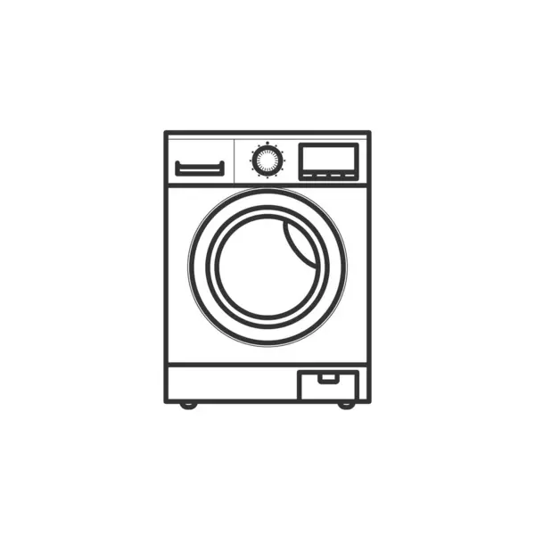 現代の電気洗濯機のベクトル イラスト シャドウ付き洗濯機ベクターデザインのフロントビュー — ストックベクタ