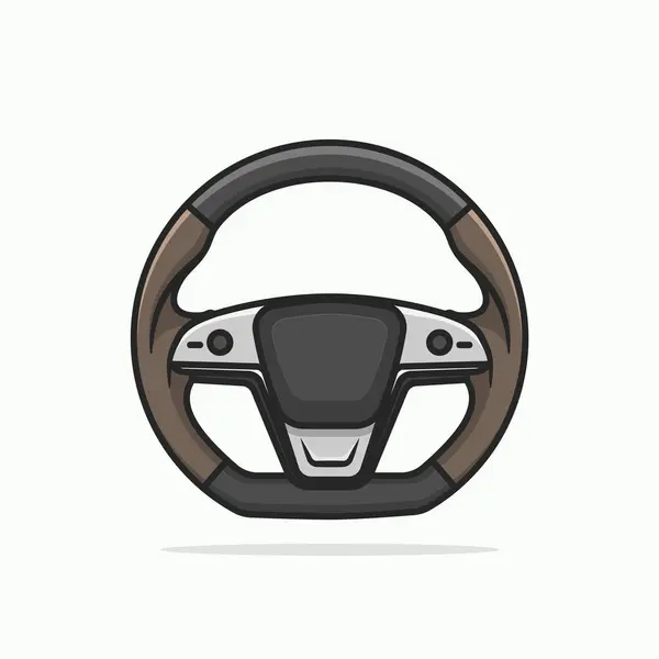 Car Cartoonish Outline Luxury Steering Wheel Vector Illustration Design — Stock Vector