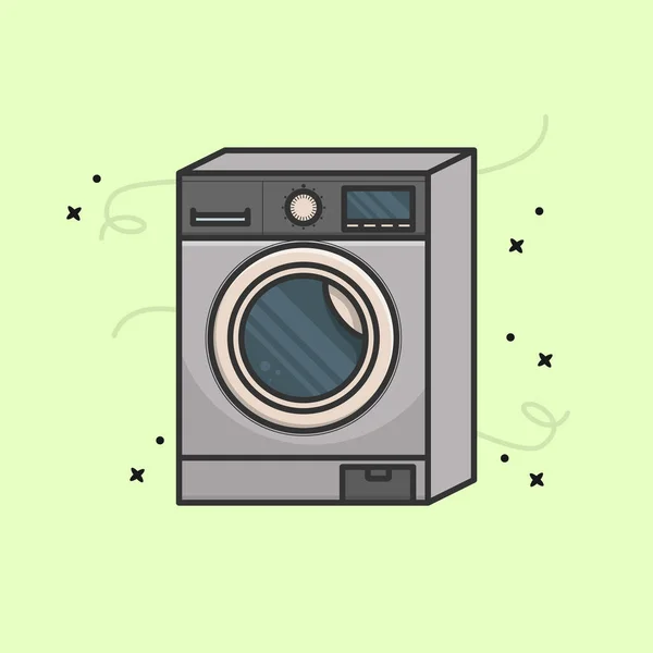 现代电动洗衣机病媒图解 阴影式洗衣机矢量设计前视图 — 图库矢量图片