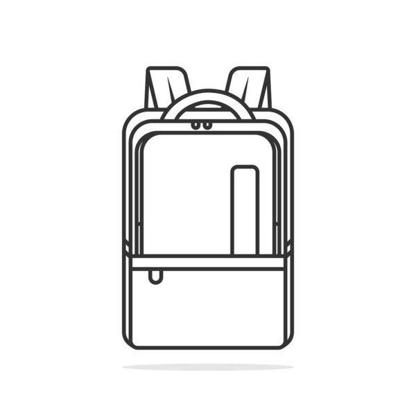 Мультфильм векторный рюкзак изолирован на светлом фоне. Вернемся к школьной иллюстрации. Обычная городская сумка. Ручной багаж. Детский дизайн школьной сумки. Ребенок изучает красочные ткани рюкзак.