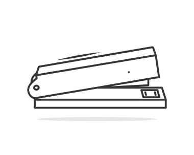 Etiket tasarımı vektör çizimi. Kırtasiye dükkânı element simgesi konsepti. Katılım ve onarım için zımba.