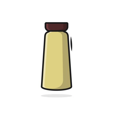 Spor su şişesi vektör çizimi. İçki konsepti, spor salonu tasarımı, içki, okul su şişesi, fitness şişesi, spor şişesi, yeniden kullanılabilir şişe.