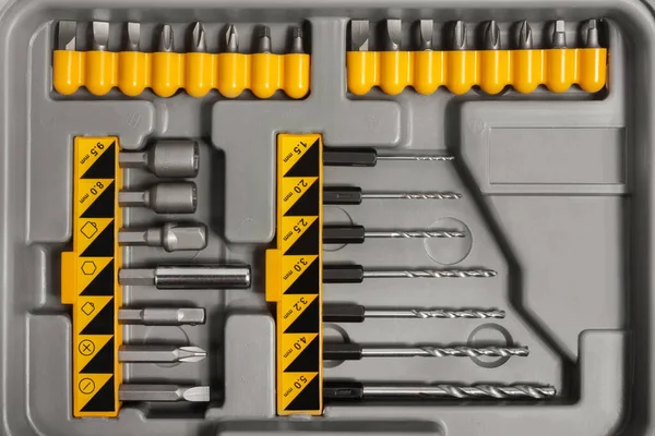 Tornavida biti araç kutusunda ayarlandı, tam set, üst görünüm