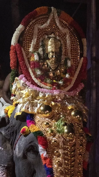 Bild Von Thiruvabharanam Vom Mukhathala Sree Krishna Tempel Auf Elefanten — Stockfoto