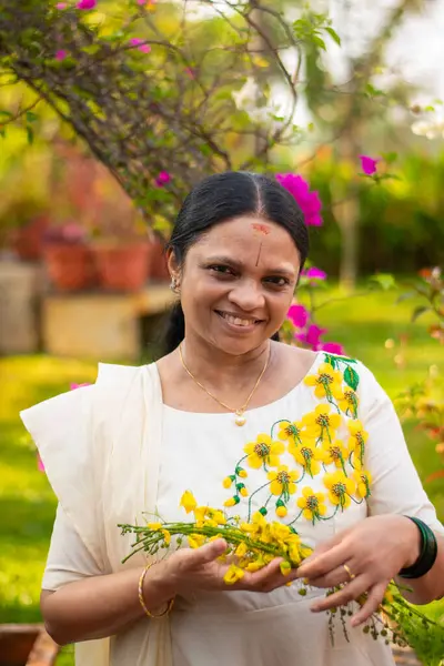 stock image A Picture of middle aged malayali woman wearing a traditional kerala clothing