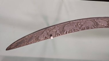 A picture of Rajput Thalwar (sword) with designed carved into the blade, it was wepons in Mewar army in Rajasthan from 16th century to 20th century  clipart