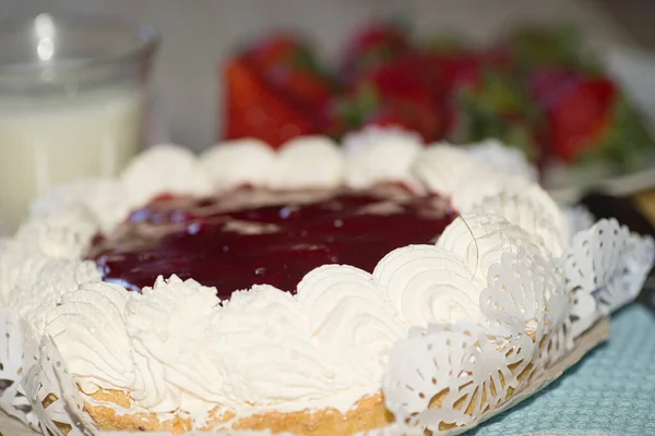 Strawberry Cake Cream Strawberries — Stock Photo, Image