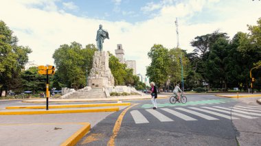 San Martin Meydanı ve Zebra geçidi, Mar del Plata 'da.
