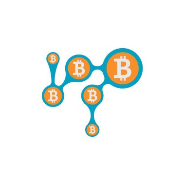 Bitcoin logo şablon tasarım vektör çizimi